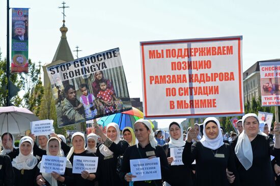 Rally in support of Rohingya Muslims in Grozny