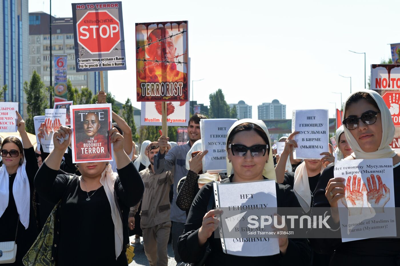 Rally in support of Rohingya Muslims in Grozny