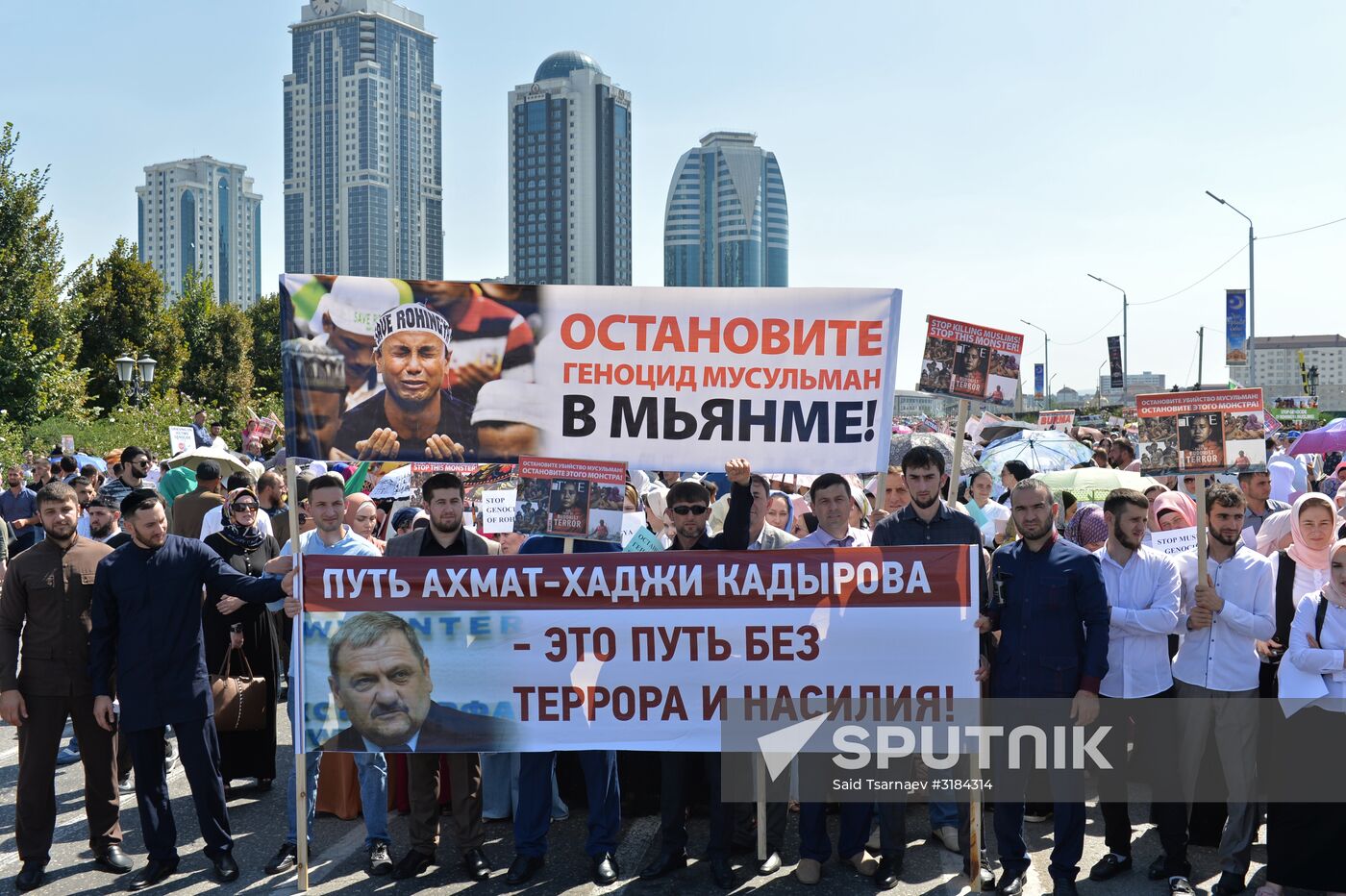 Rally in support of Rohingya Muslims in Grozny