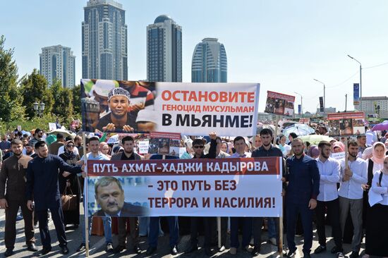 Rally in support of Rohingya Muslims in Grozny