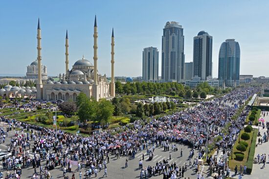 Rally in support of Rohingya Muslims in Grozny