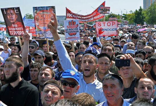 Rally in support of Rohingya Muslims in Grozny