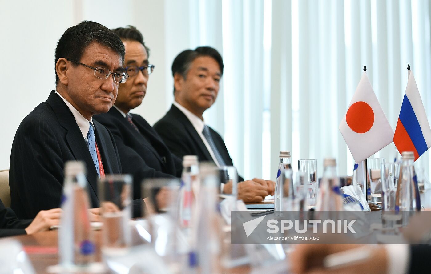 Igor Shuvalov and Taro Kono meet during EEF in Vladivostok