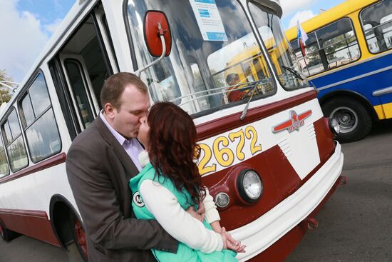 Antique transport displayed at Moscow's City Day celebration