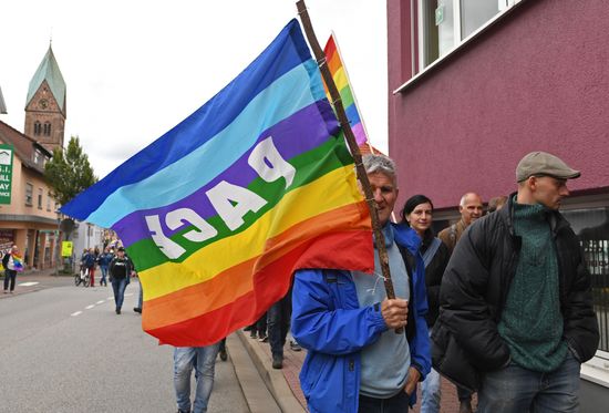 Protests outside US air base in Ramstein
