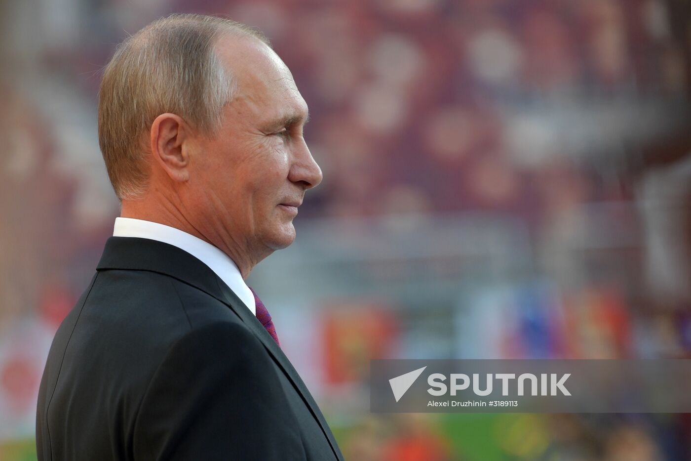 Russian President Vladimir Putin takes part in FIFA World Cup Trophy Tour kick-off ceremony in Luzhniki