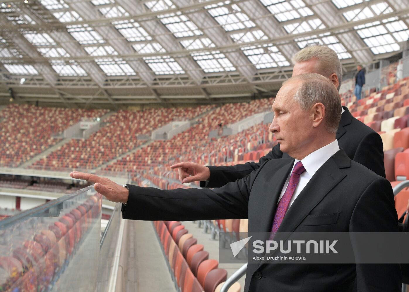 Russian President Vladimir Putin takes part in FIFA World Cup Trophy Tour kick-off ceremony in Luzhniki