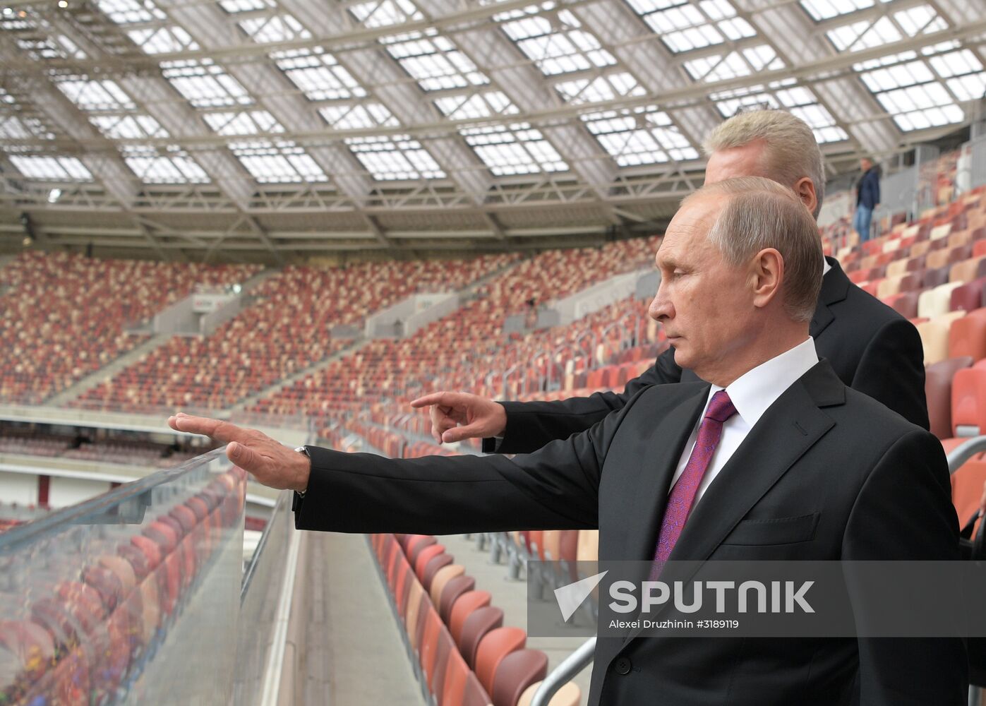 Russian President Vladimir Putin takes part in FIFA World Cup Trophy Tour kick-off ceremony in Luzhniki