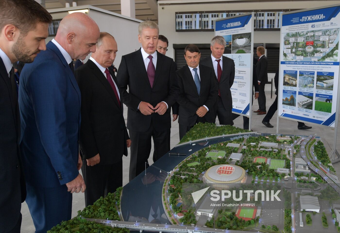 Russian President Vladimir Putin takes part in FIFA World Cup Trophy Tour kick-off ceremony in Luzhniki