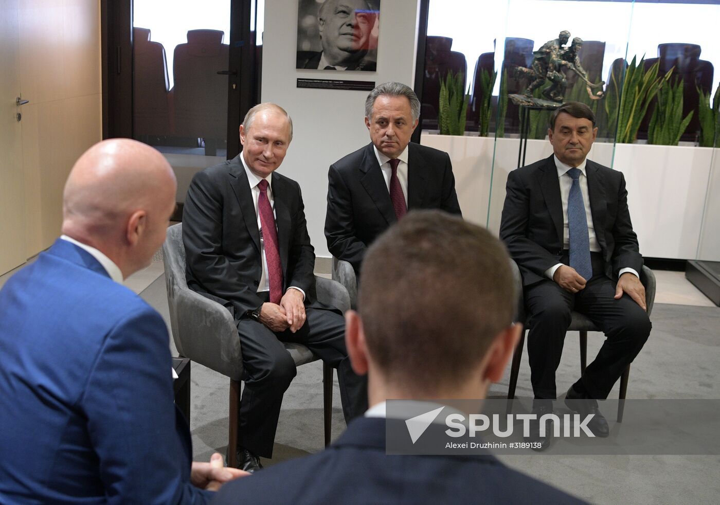 Russian President Vladimir Putin takes part in FIFA World Cup Trophy Tour kick-off ceremony in Luzhniki