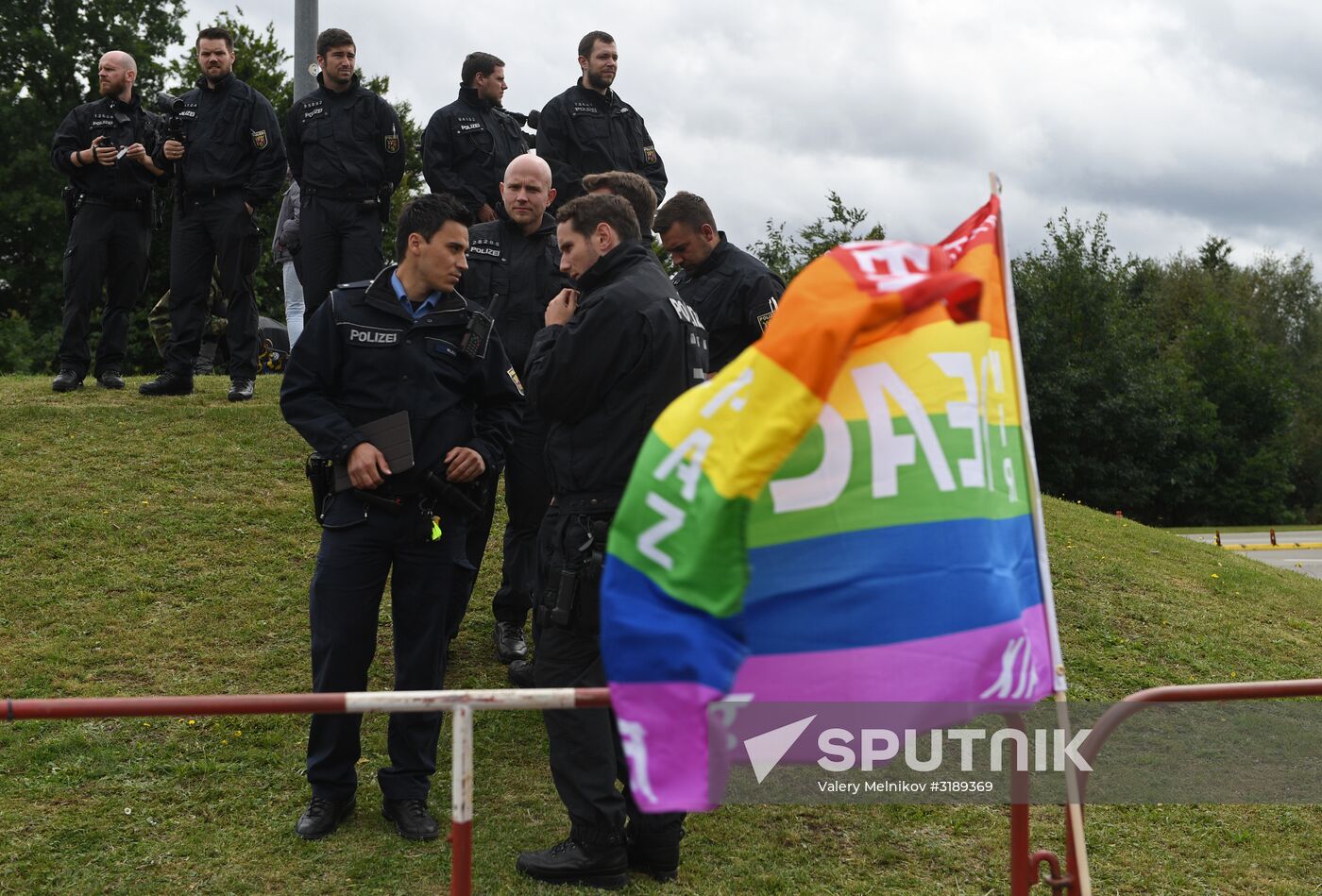Protests outside US air base in Ramstein
