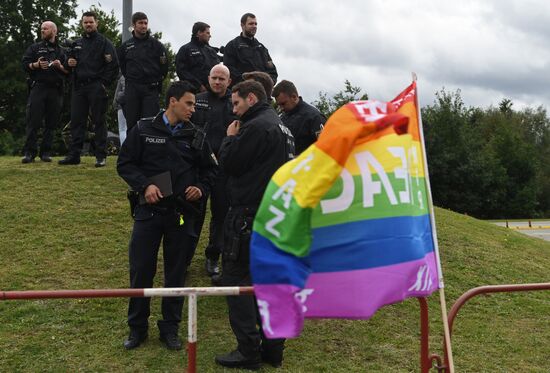 Protests outside US air base in Ramstein