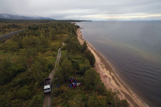 Garbage removal at Lake Baikal's water area and shores
