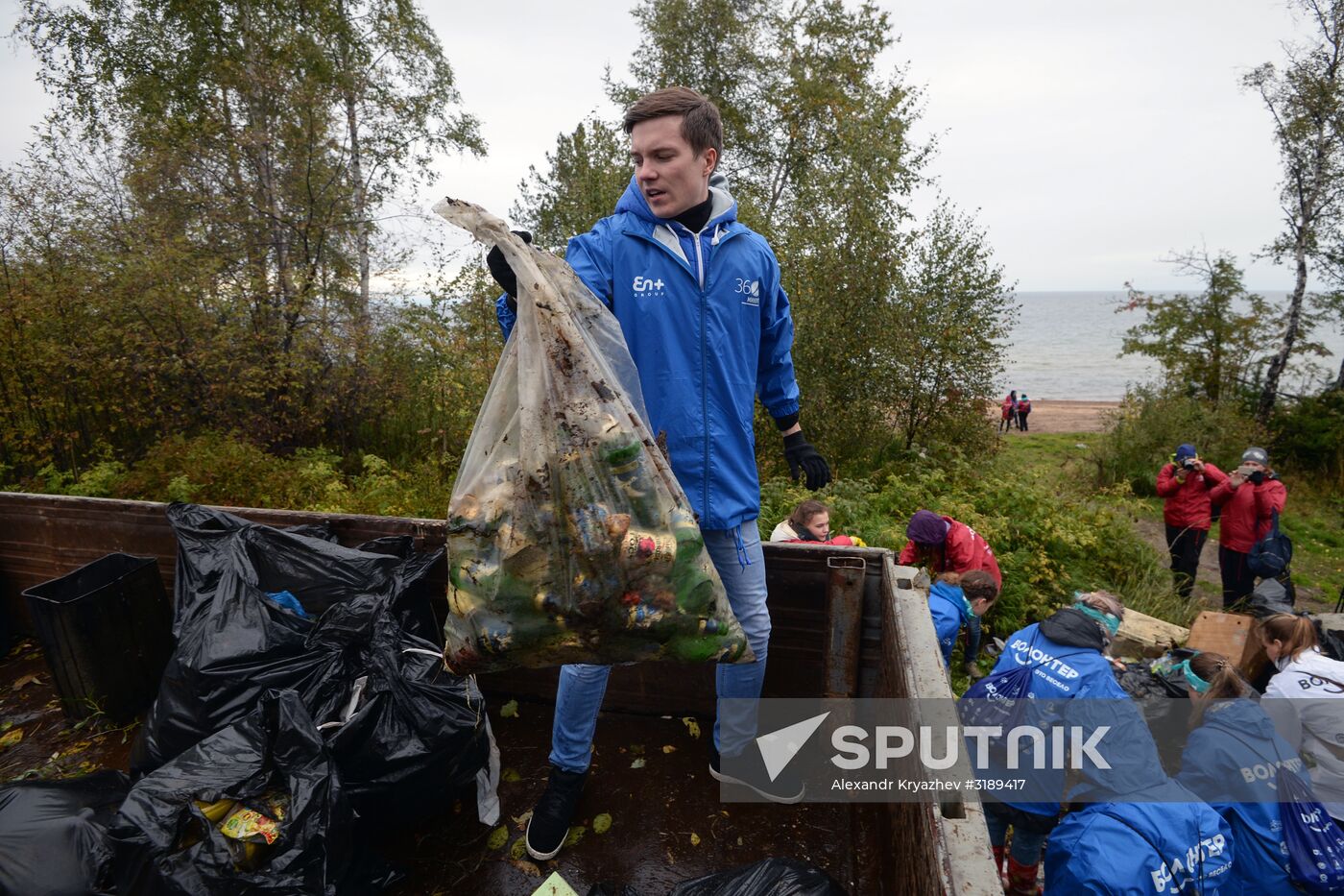 Garbage removal at Lake Baikal's water area and shores