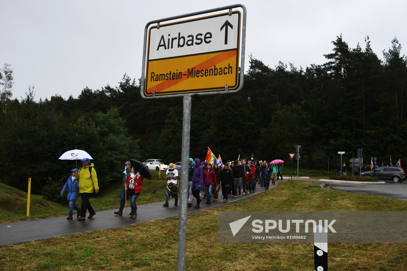Protests outside US air base in Ramstein