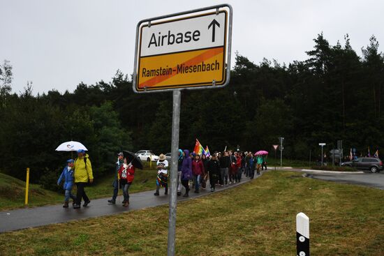 Protests outside US air base in Ramstein