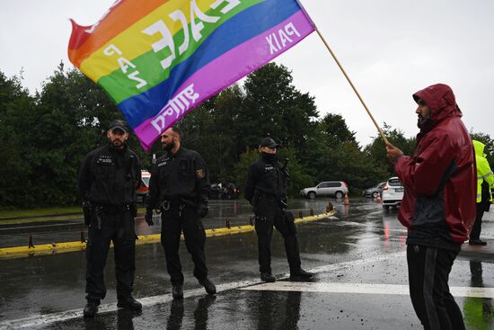 Protests outside US air base in Ramstein