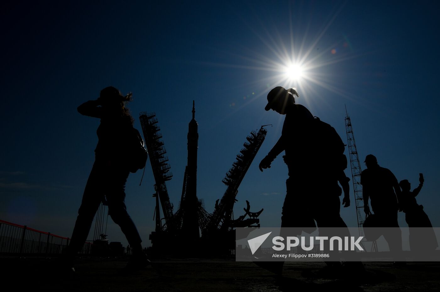 Soyuz-FG space missile brought to launch pad at Baikonur Cosmodrome