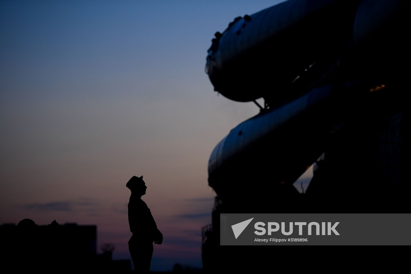 Soyuz-FG space missile brought to launch pad at Baikonur Cosmodrome