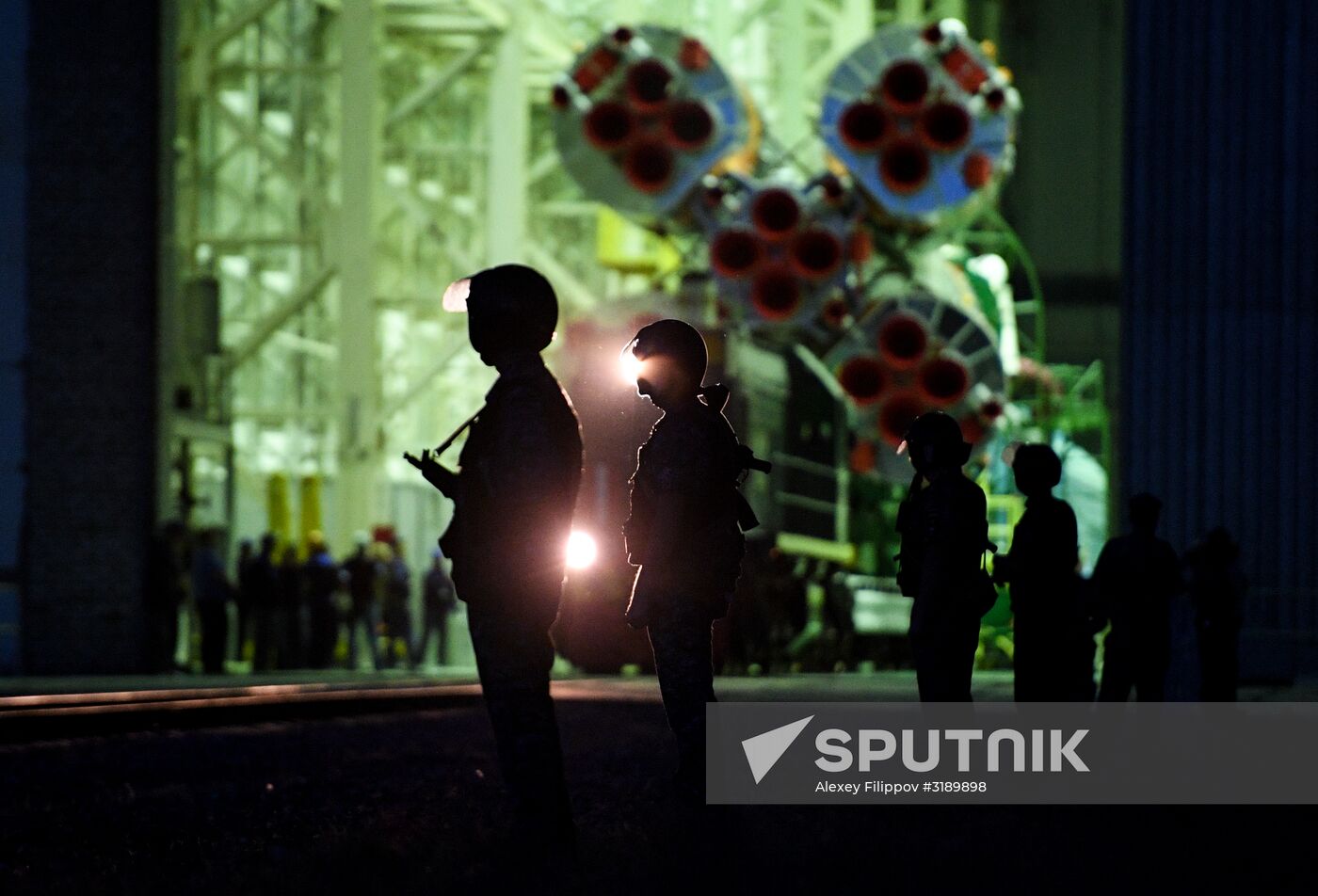Soyuz-FG space missile brought to launch pad at Baikonur Cosmodrome