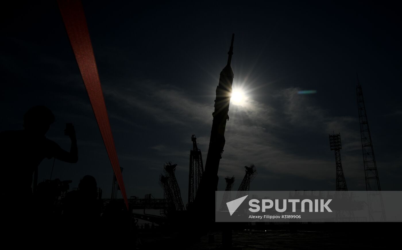 Soyuz-FG space missile brought to launch pad at Baikonur Cosmodrome