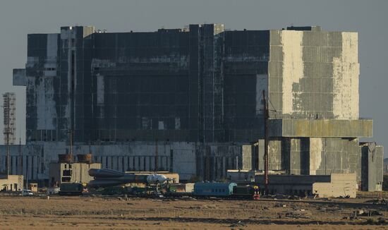 Soyuz-FG space missile brought to launch pad at Baikonur Cosmodrome