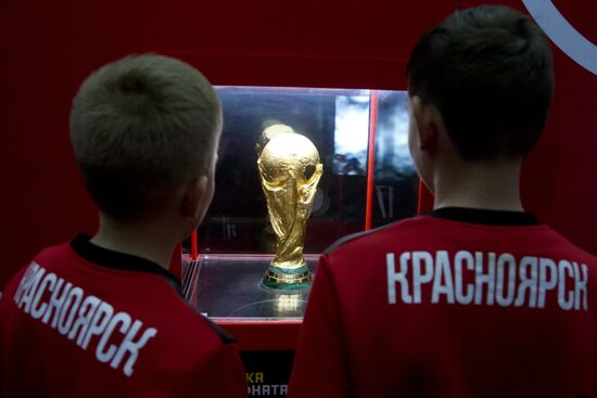 2018 FIFA World Cup Trophy presented in Krasnoyarsk