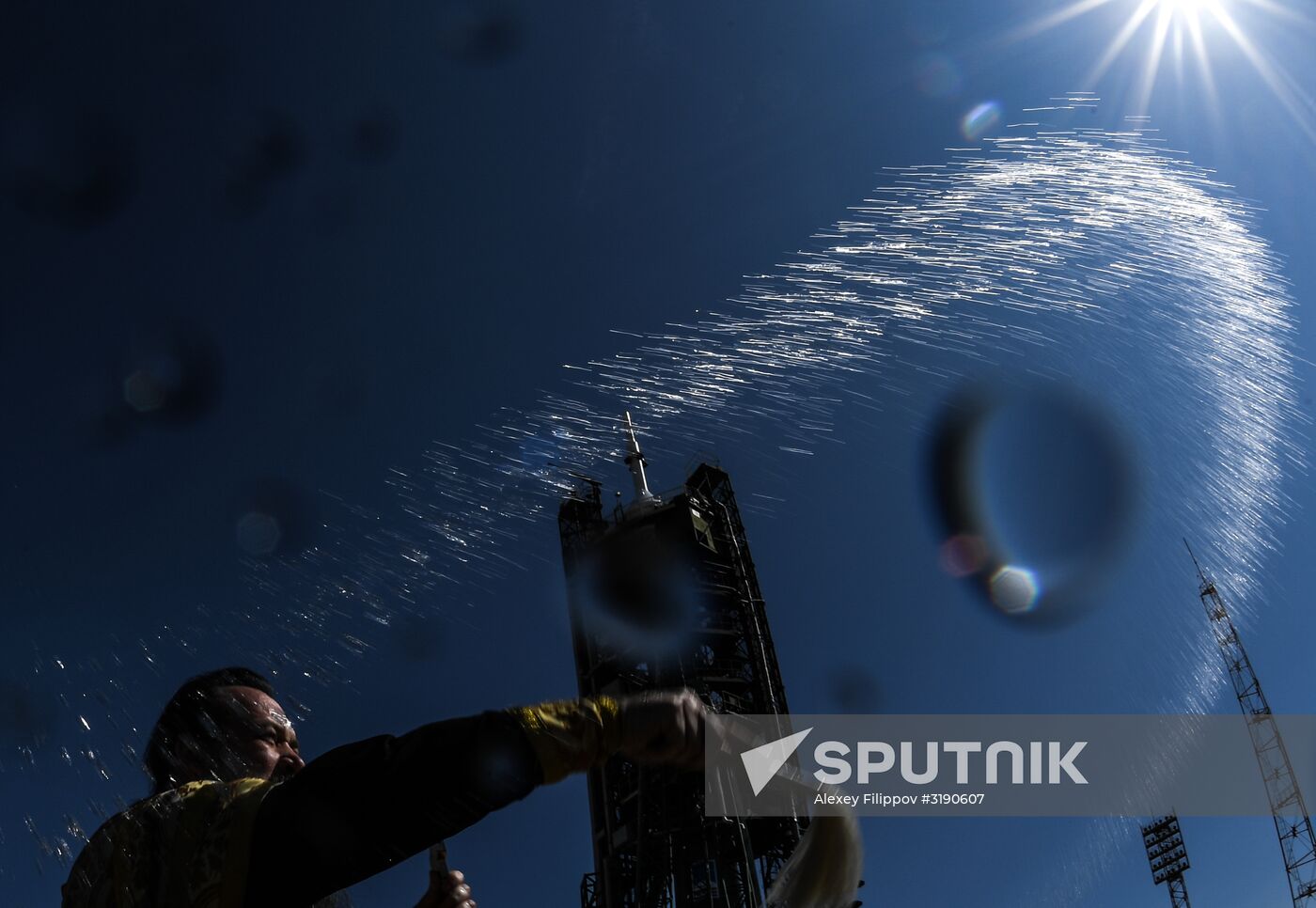 Blessing Soyuz FG carrier rocket with Souyz MS-06 manned spacecraft