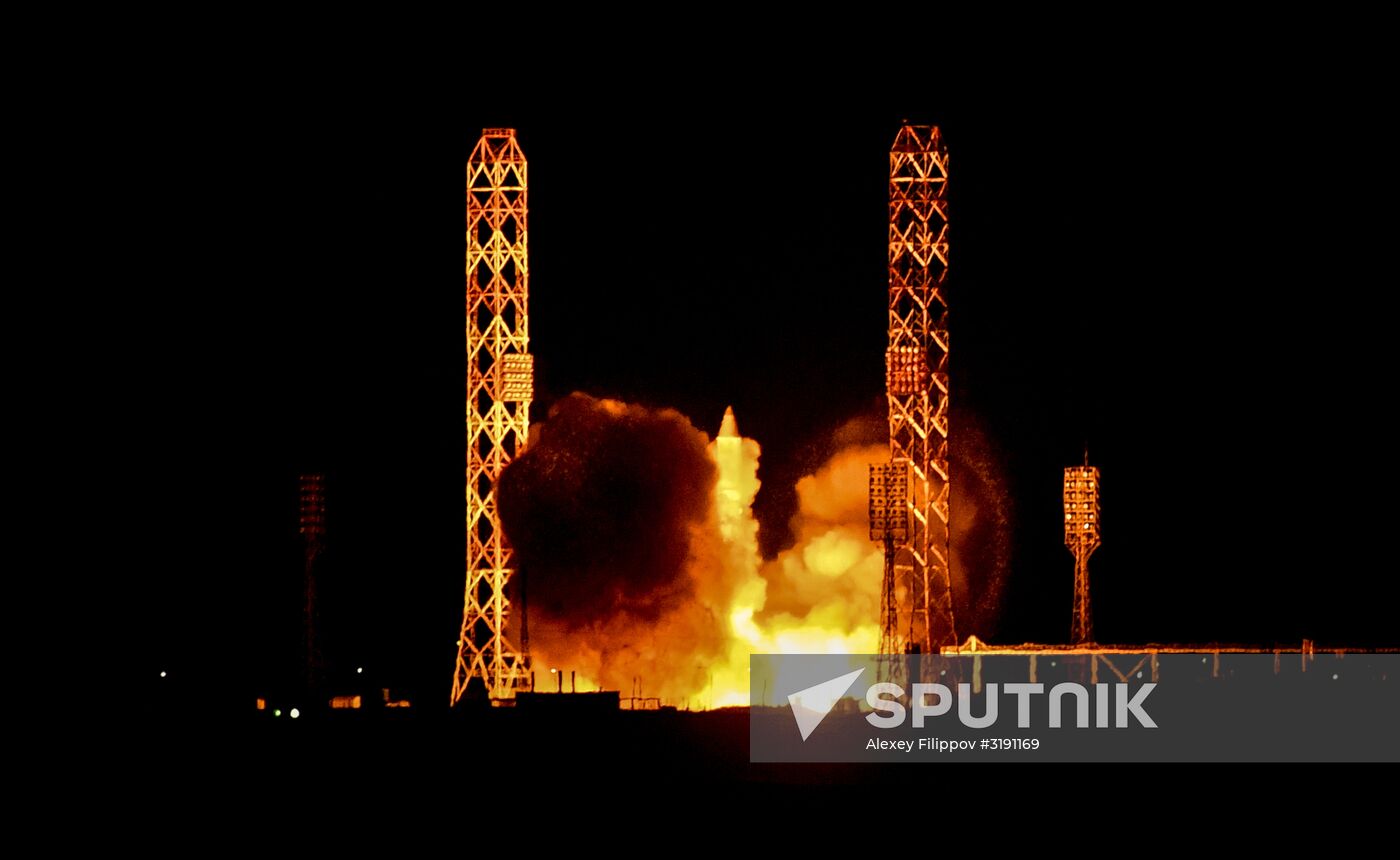 Proton-M carrier rocket with Amazonas-5 satellite vehicle launched from Baikonur Cosmodrome.