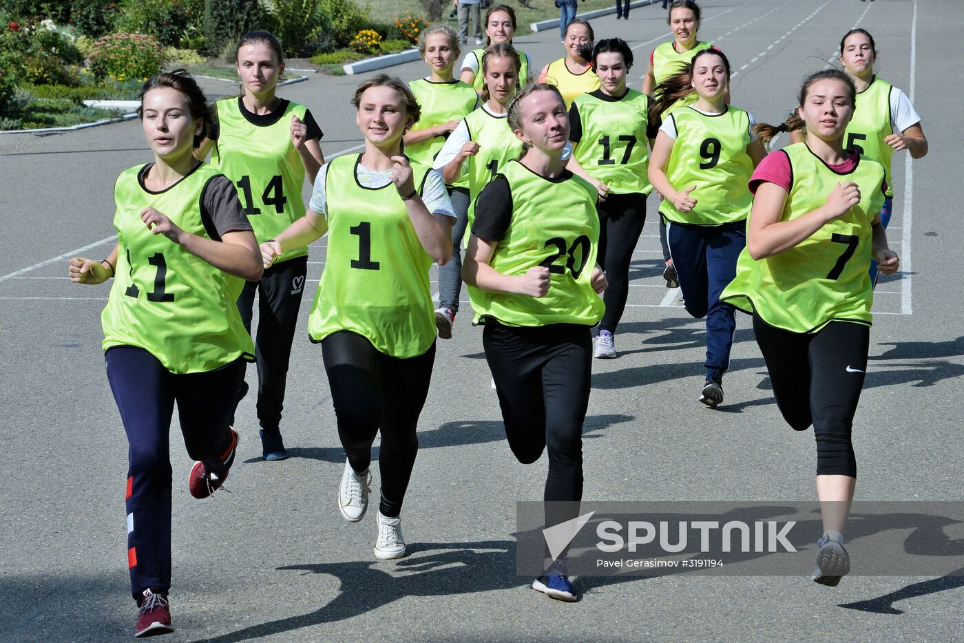 Young women take exams while enrolling at Krasnodar Aviation School