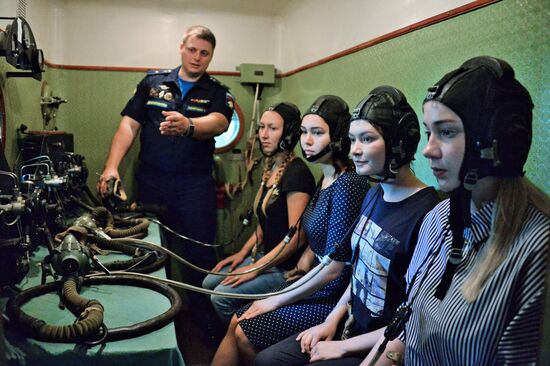 Young women take exams while enrolling at Krasnodar Aviation School