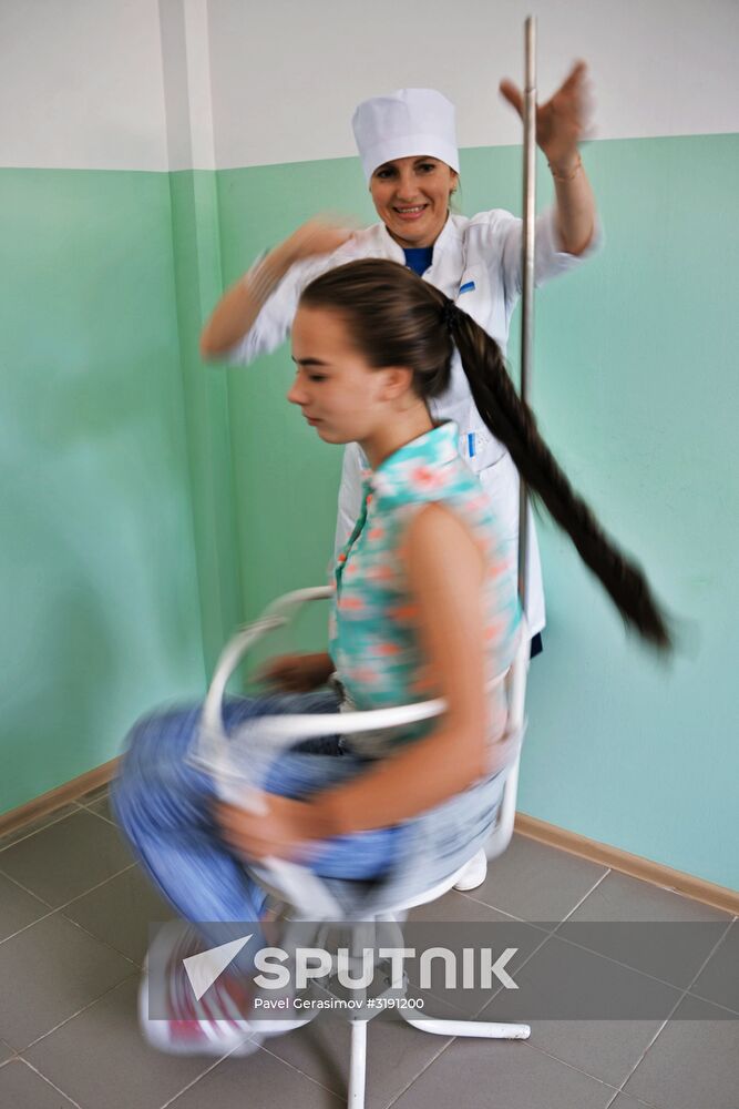 Young women take exams while enrolling at Krasnodar Aviation School