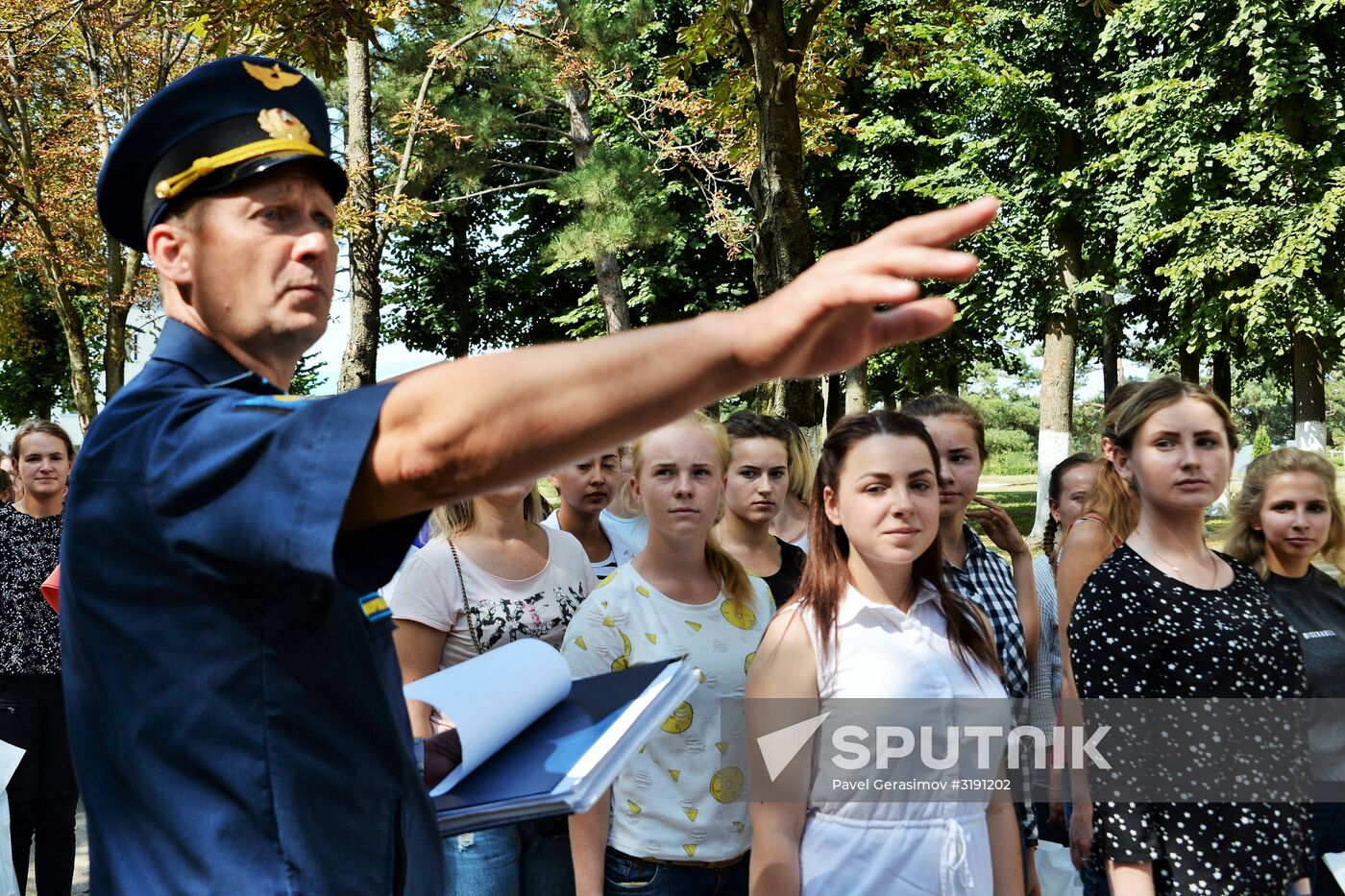 Young women take exams while enrolling at Krasnodar Aviation School