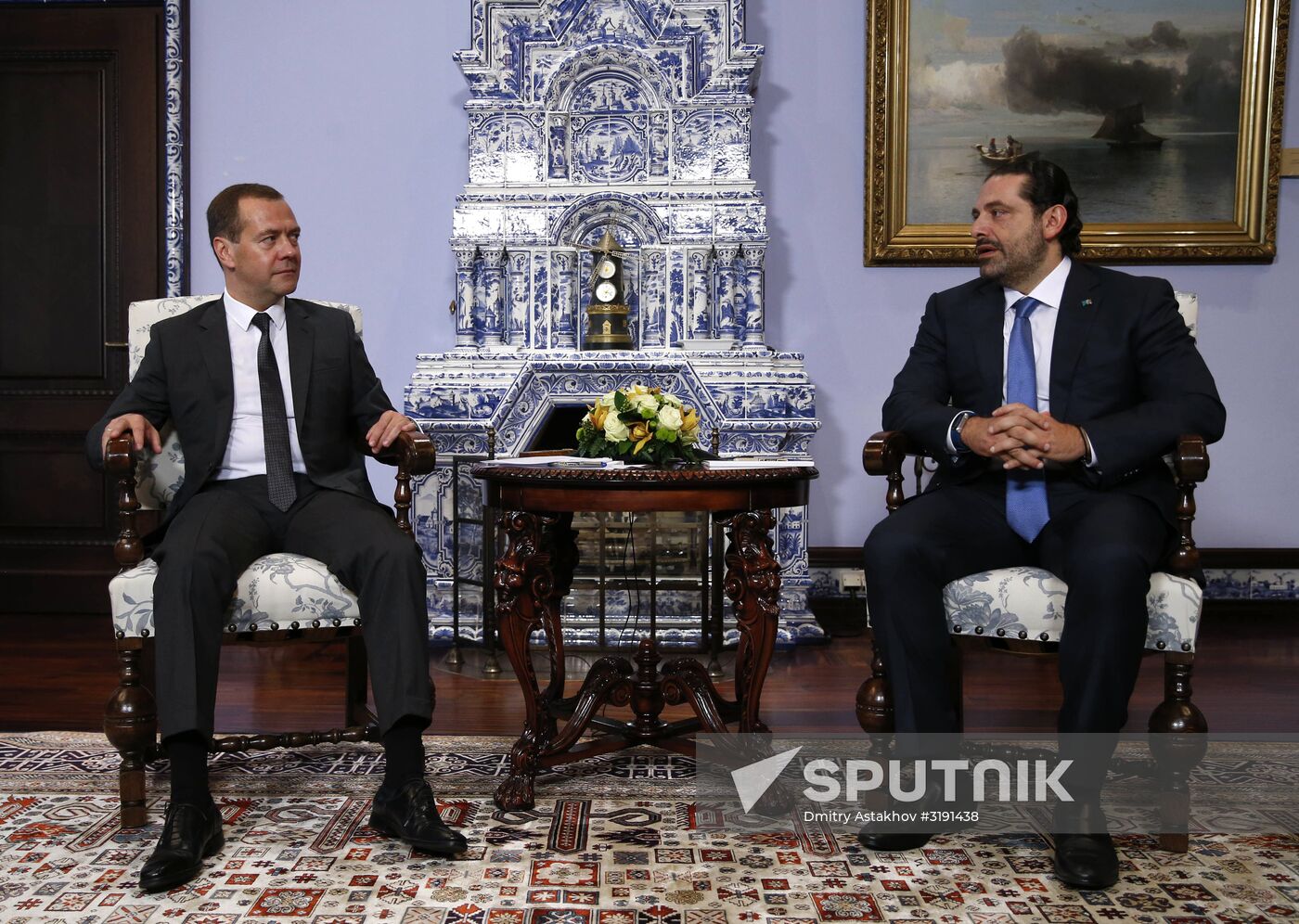 Russian Prime Minister Dmitry Medvedev meets with Prime Minister of Lebanon Saad Hariri