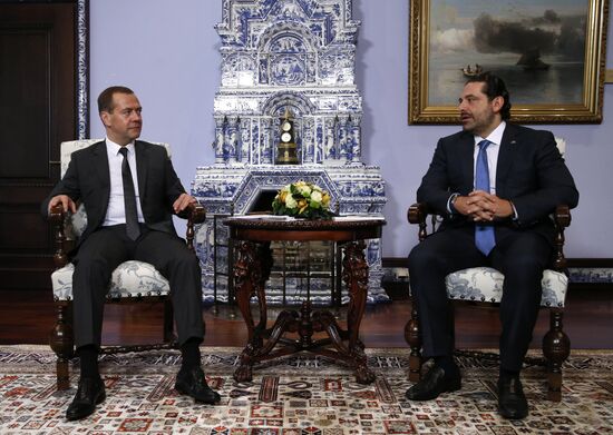 Russian Prime Minister Dmitry Medvedev meets with Prime Minister of Lebanon Saad Hariri