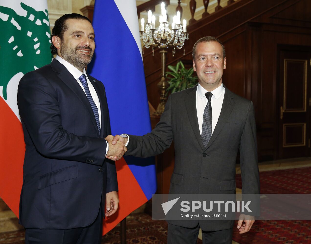Russian Prime Minister Dmitry Medvedev meets with Prime Minister of Lebanon Saad Hariri
