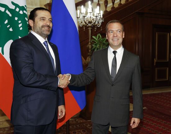 Russian Prime Minister Dmitry Medvedev meets with Prime Minister of Lebanon Saad Hariri