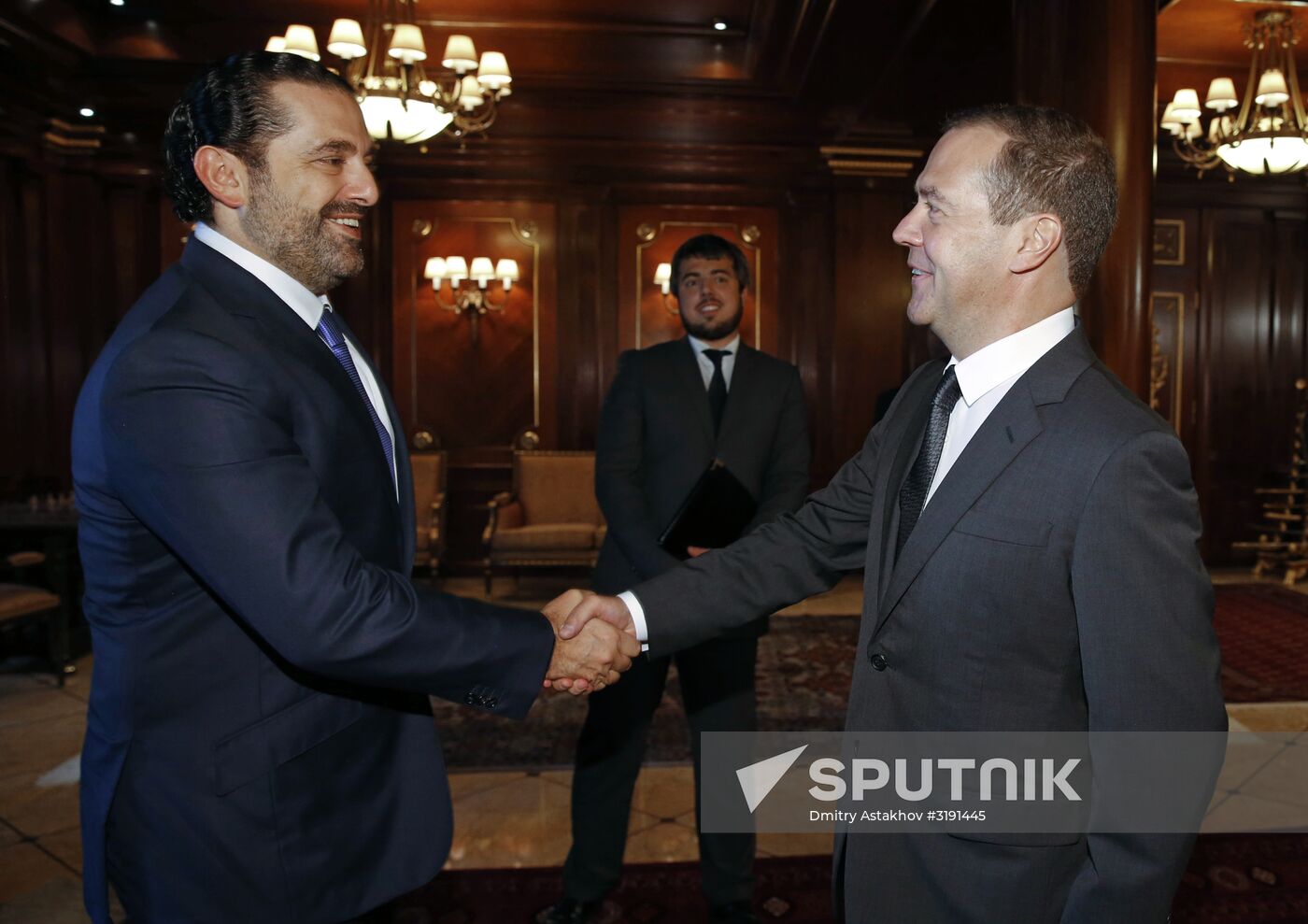 Russian Prime Minister Dmitry Medvedev meets with Prime Minister of Lebanon Saad Hariri