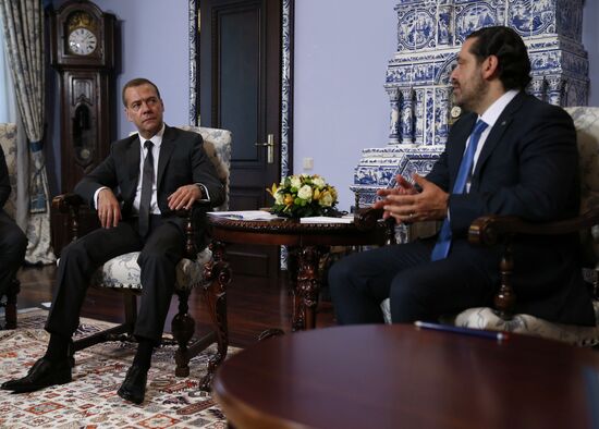 Russian Prime Minister Dmitry Medvedev meets with Prime Minister of Lebanon Saad Hariri