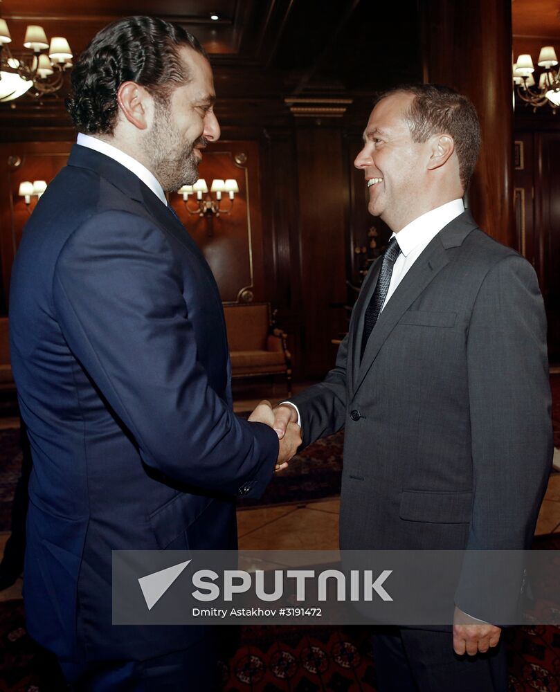Russian Prime Minister Dmitry Medvedev meets with Prime Minister of Lebanon Saad Hariri