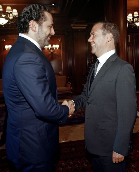 Russian Prime Minister Dmitry Medvedev meets with Prime Minister of Lebanon Saad Hariri
