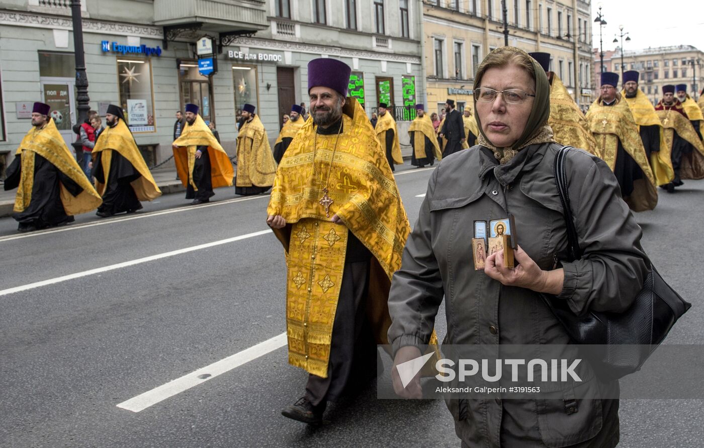 Cross procession in honor of Alexander Nevsky in St. Petersburg