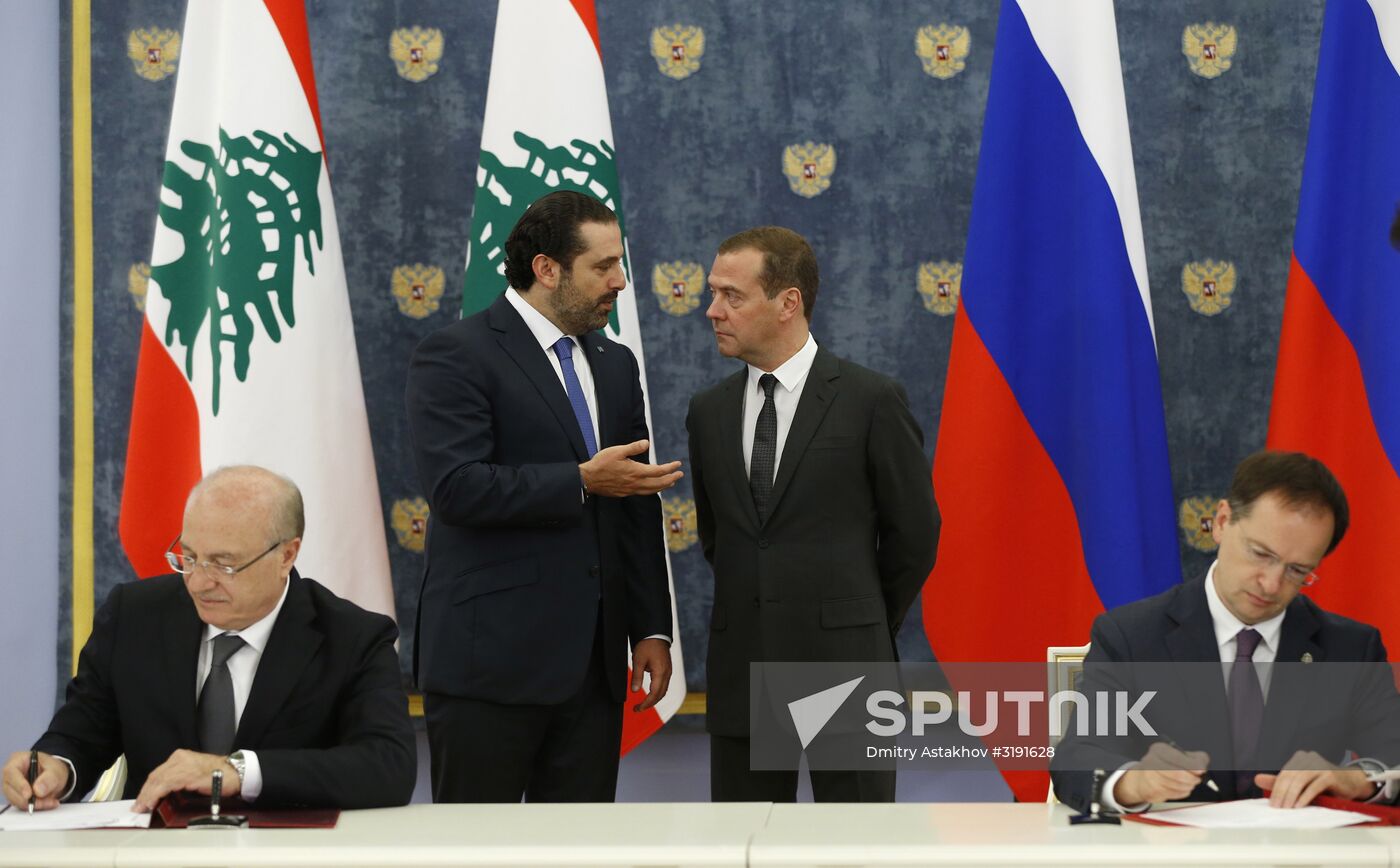 Prime Minister Dmitry Medvedev meets with Lebanese Prime Minister Saad Hariri