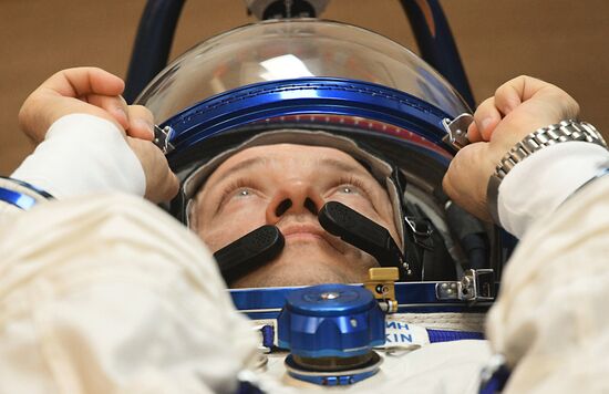 Launch of Soyuz-FG carrier rocket with manned Soyuz MS-06 spacecraft