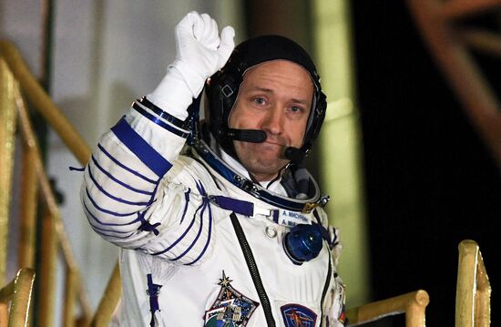 Launch of Soyuz-FG carrier rocket with manned Soyuz MS-06 spacecraft