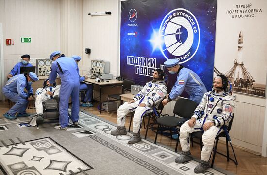 Launch of Soyuz-FG carrier rocket with manned Soyuz MS-06 spacecraft