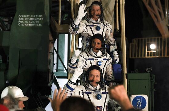 Launch of Soyuz-FG carrier rocket with manned Soyuz MS-06 spacecraft