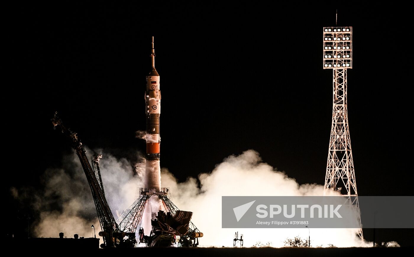 Launch of Soyuz-FG carrier rocket with manned Soyuz MS-06 spacecraft