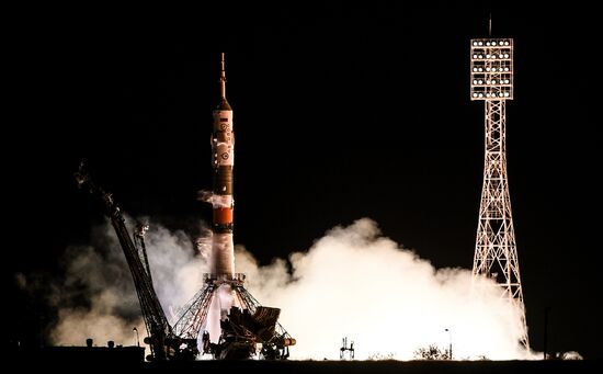 Launch of Soyuz-FG carrier rocket with manned Soyuz MS-06 spacecraft