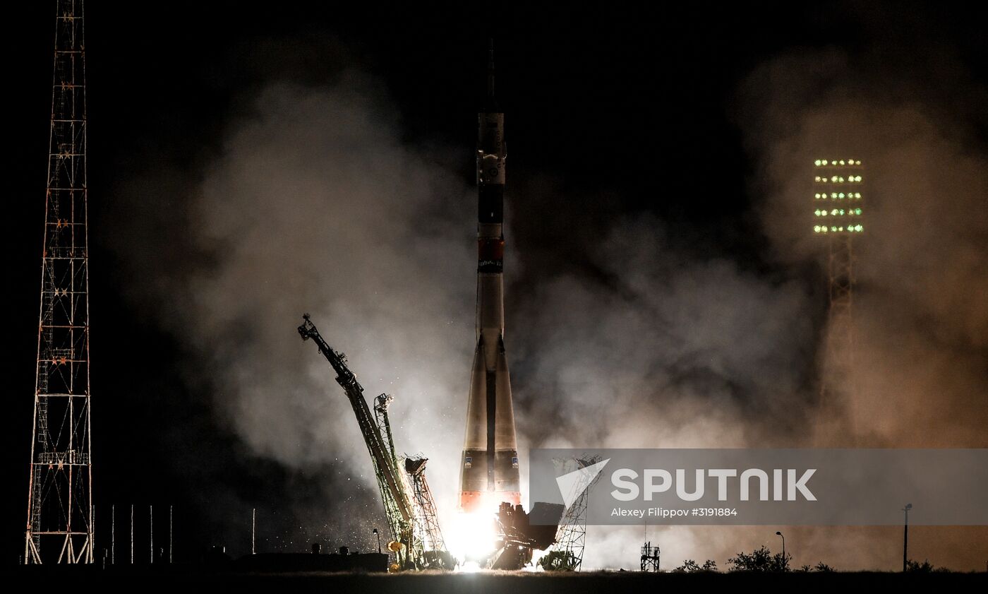 Launch of Soyuz-FG carrier rocket with manned Soyuz MS-06 spacecraft